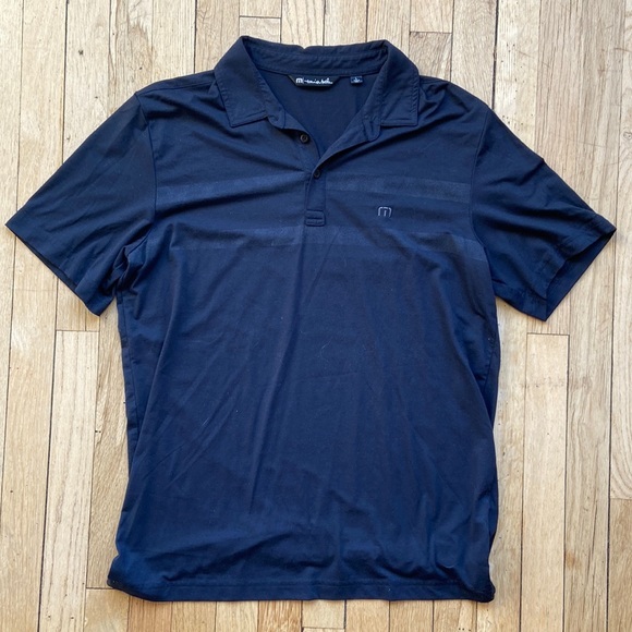Travis Mathew Mens Polo Black Size Large Polyester‎ Short Sleeve Comfy - Picture 1 of 6